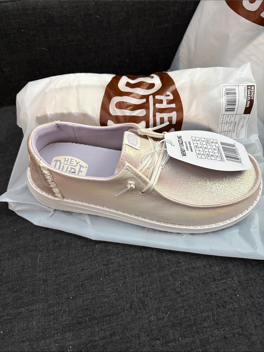 Hey Dude Kids Metallic Rose Gold Slip-On Sneaker